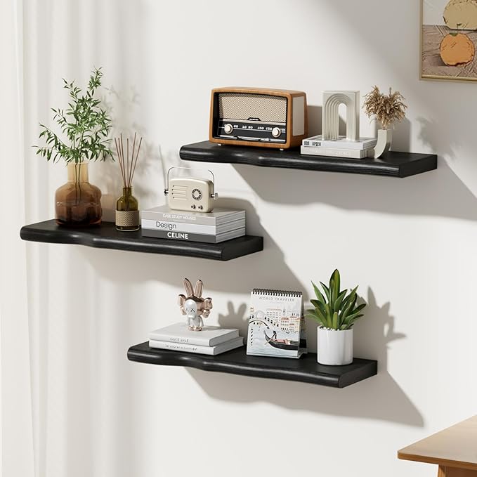 Floating Shelves for Wall Rustic Farmhouse 24 Inch Floating Shelf Bathroom Wooden Shelves for Wall Mounted Live Edge Pine She