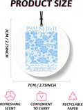 Blue Christian Round Car Air Freshener 4 Pcs, Girly Blue Bow Floral Religious Hanging Air Freshener for Cars Closet Drawer Bo