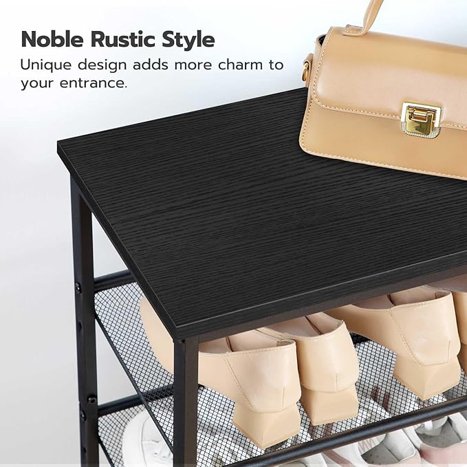 HOOBRO Shoe Rack for Entryway, 5-Tier Shoe Organizer with Adjustable Mesh Shelves, 12-16 Pairs of Shoes, Spacious Floor Mount
