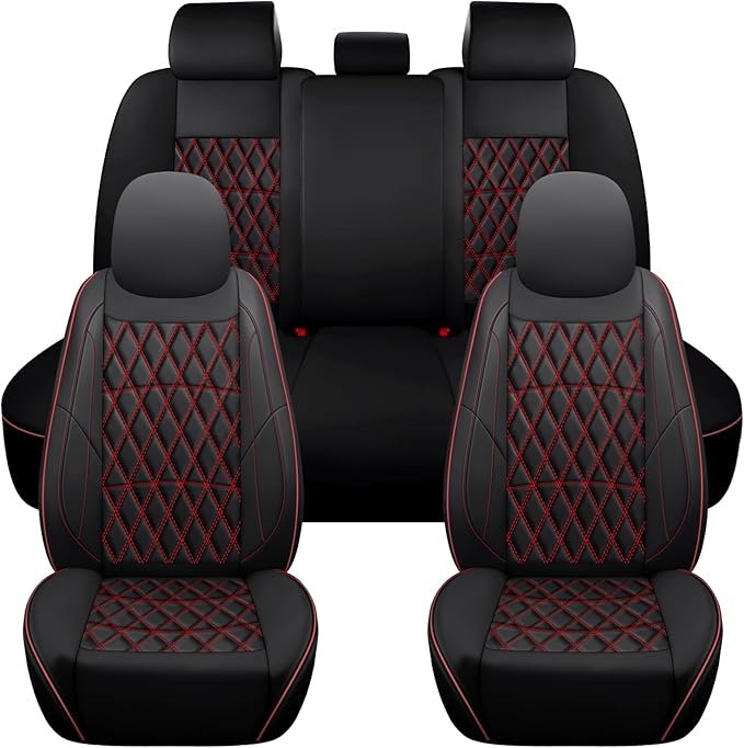 NS YOLO Leather Car Seat Covers,Universal Fit for Most Cars,SUVs and Sedans,Waterproof Luxury Leatherette Cushions, 5 Seats P