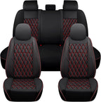 NS YOLO Leather Car Seat Covers,Universal Fit for Most Cars,SUVs and Sedans,Waterproof Luxury Leatherette Cushions, 5 Seats P