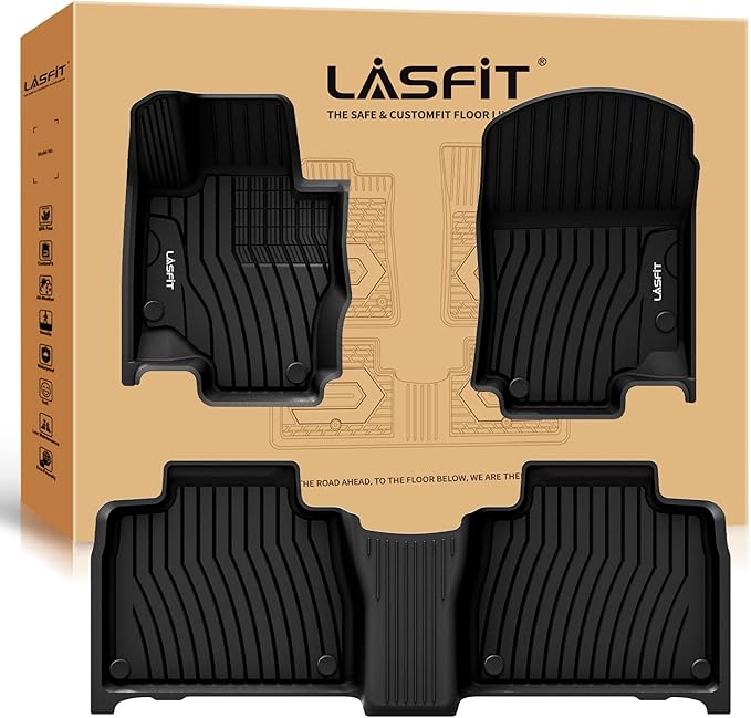 LASFIT Floor Mats for Mercedes Benz GLE SUV 2020-2026 350/450/ 53 AMG (Not Fit Coupe; Fit 5 Seats), All Weather TPE Anti-Slip Floor Liners Custom Fit GLE Car Mats, 1st & 2nd Row Set, Black