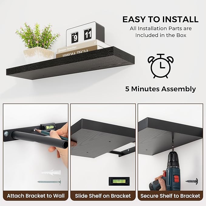 Dreamland 72 Inches Floating Shelves for Wall, 9.8" Deep Long Floating Shelves Set of 1, Large Display & Storage Shelf, Wall 