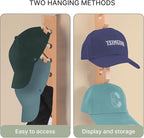Solid Wood Hat Rack for Wall (2 Pack) - 20 Baseball Cap Organizer - Premium Beech Hat Holder & Vertical Display - Heavy Duty 