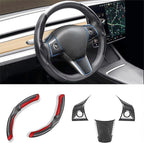 for Tesla 2017-2023 Model 3 and 2020-2024 Model Y Steering Wheel Cover Trim Interior Decoration Protection Accessories(M3/My-Black 5pcs)