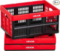 VEVOR Plastic Collapsible Storage Bins, 32L 3 Packs, Stackable Folding Storage Crates with Handles, Holds 26 lbs Per Bin, Fol