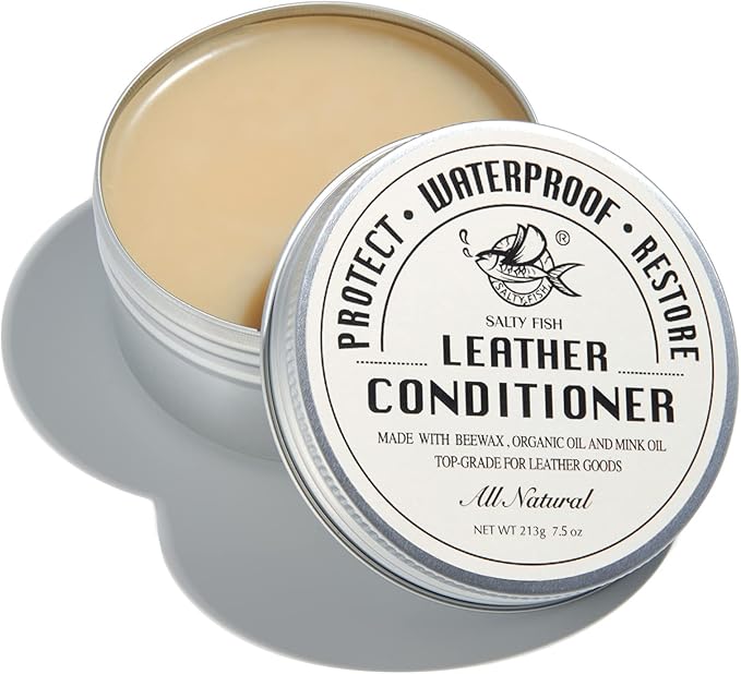 SALTY FISH All-Natural Leather Conditioner and Cleaner,Made with Mink Oil Beeswax,Protect Soften Waterproof Leather Furniture