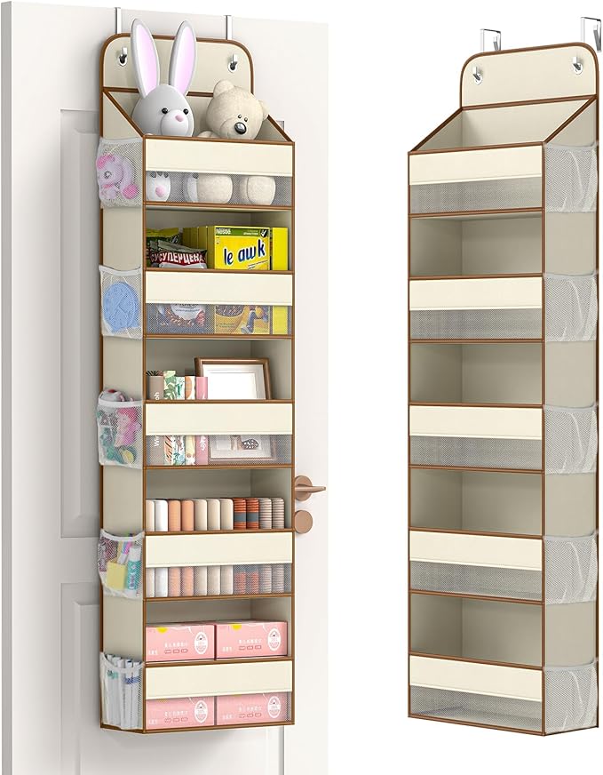 LAMU 5-Tier Over The Door Organizer Hanging, Swing - Proof Closet Behind Door Storage for Baby Clothes, Back of Door Organize
