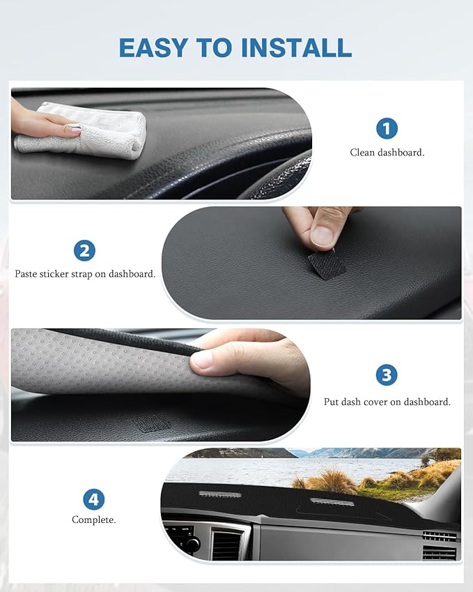 FIILINES Dash Cover for 2006-2009 Dodge Ram 2500 3500/2006-2008 Dodge Ram 1500, Dashboard Mat Cover Sunshade Nonslip Mesh Pro
