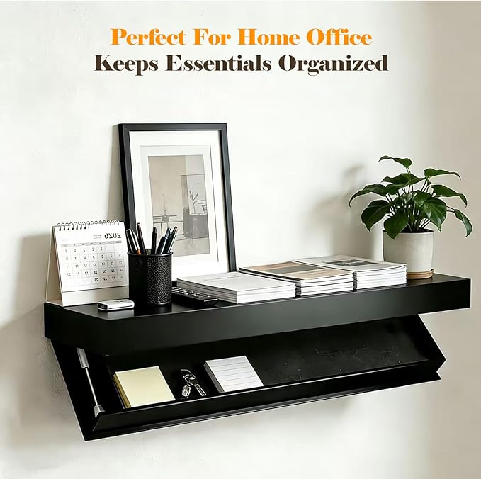 Magic Flap Hidden Shelf with Secret Compartment, Wall Mounted Floating Shelf with Concealed Storage Drawer, Hidden Compartmen