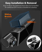 WOLFBOX i07 3 Channel Dash Cam Built-in WiFi GPS, 4K Dash Camera Front and Inside, 1440P+1080P+1080P Triple Car Camera with 3