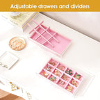 ProCase Earring Holder Organizer Jewelry Box with 8 Drawers, Acrylic Clear Earring Case with Adjustable Velvet Trays for Wome