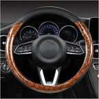 Wood Grain Steering Wheel Cover Microfiber Leather Breathable Anti Slip Universal Protector 14.5-15 inch Car Interior Accesso