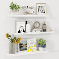 Axeman Picture Ledge Shelf | 24 Inch White Floating Shelves Set of 3 | Rustic Wood Wall Shelves with Lip | 24" White Picture 