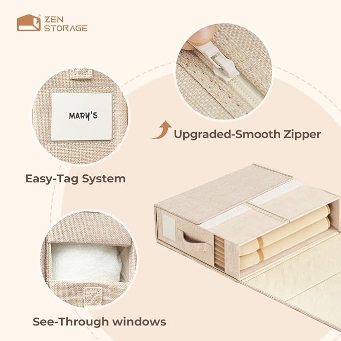 12Pack Sheet Organizers and Storage - King/Queen Size Sheet Storage Organizer with Window, Foldable & Dustproof Sheet Organiz