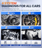 OBD2 Scanner with ABS SRS Transmission, Reset Fault Lights | Check Engine Code Reader with Full OBDII Functions | DLC Pin
