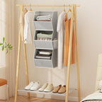 Hanging Closet Organizer 3 Shelf Collapsible Bedroom Closet Organizers and Storage Hanging with Mesh Pockets for Clothes, Fab
