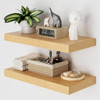 Heimlove 12" Deep Floating Shelves for Wall, 24 Inch Shelf Bathroom Shelves Set of 2, Mounted Shelves for Books Living Room L