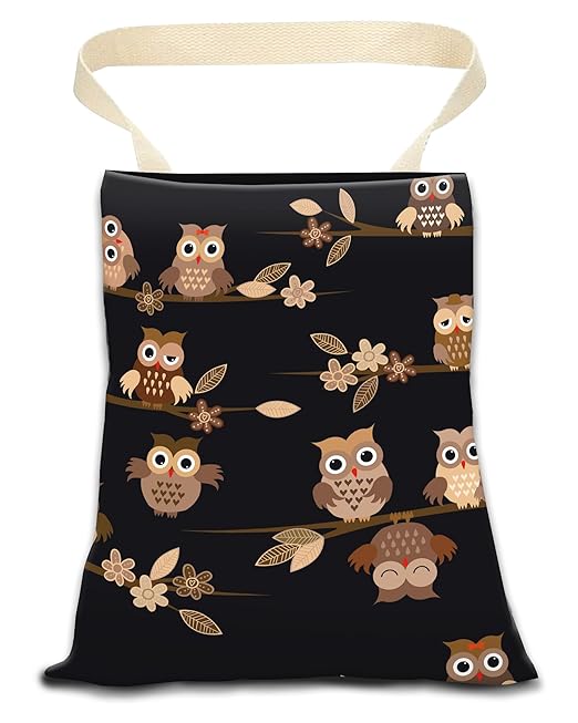Car Trash Can, Durable Hanging Car Trash Garbage Bag, Cute Automotive Garbage Cans Organizer, Cute Brown Cartoon Owls