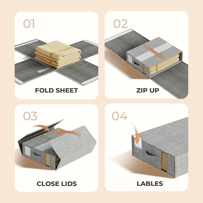 8Pack Sheet Organizers and Storage - King/Queen Size Sheet Storage Organizer with Window, Foldable & Dustproof Sheet Organize