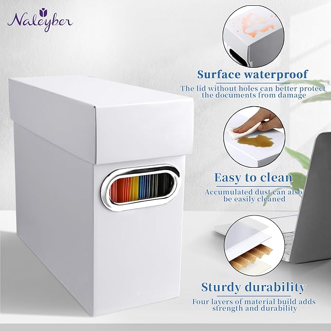 File Organizer Box with Lid & Handle, Heavy Duty Hanging File Folder Storage Boxes for Letter Size, Portable Filing Organizer