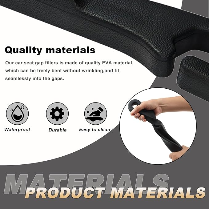 Car Seat Gap Filler Organizer 2 Pack with Hook & Emergency Window Breaker, 3-in-1 Safety Seat Gap Filler Prevents Phone Keys from Falling, Dual Storage, Includes 2 Sunglass Holders (Black)