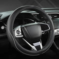 West Llama Microfiber Leather Car Steering Wheel Cover for Honda Civic, CR-Z, Insight, S2000,14-14.25 inch (Black+Gray Line-S
