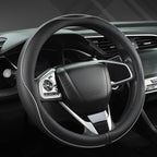 West Llama Microfiber Leather Car Steering Wheel Cover for Honda Civic, CR-Z, Insight, S2000,14-14.25 inch (Black+Gray Line-S