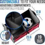 Car Trunk Organizer - Large Collapsible Storage Box with Adjustable Compartments - Heavy-Duty Cargo Organizer for SUV, Truck &