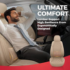 FREESOO Beige Car Seat Cover Full Set - Faux Nappa Leather Seat Covers for Cars, Ultra Breathable Waterproof Front Seats Cush
