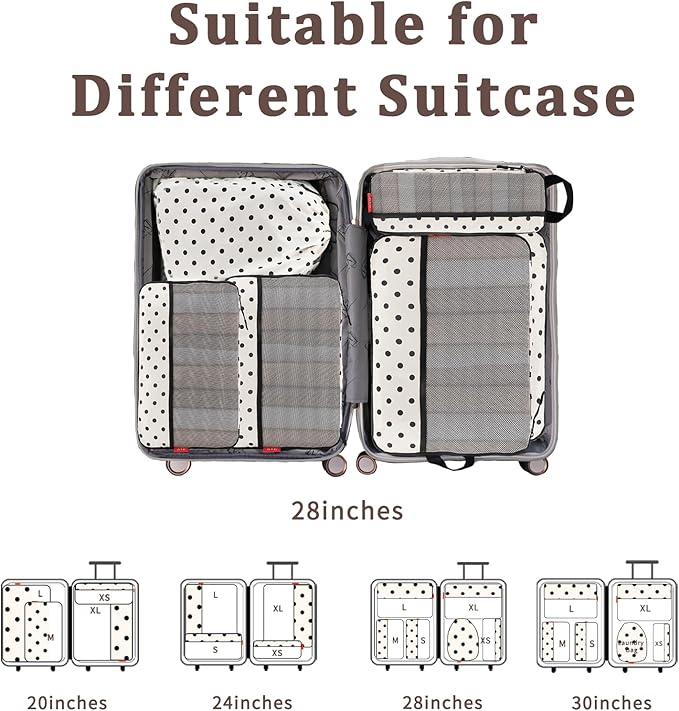 U+U 6 Set Compression Packing Cubes - Ultralight Travel Organizers with Laundry Bag, Space-Saving Suitcase Organizer, Expanda