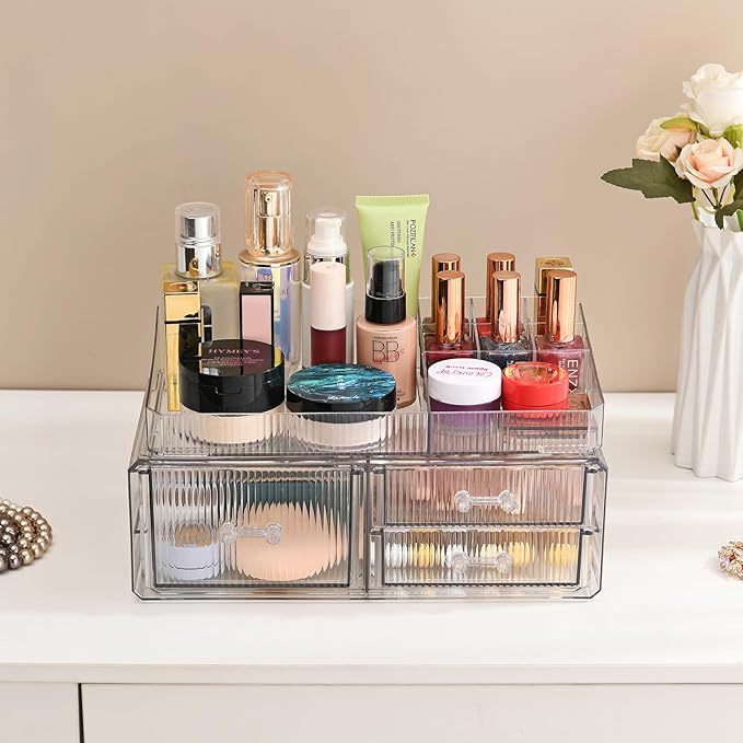 ZHIAI stackable storage drawer, cosmetics storage box, cosmetics and beauty product storage organizer, suitable for makeup ro
