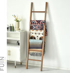 FUIN 6ft Wooden Natural Blanket Ladder Living Room Decorative Wall Leaning Farmhouse Quilt Display Holder Rustic Wood Towel R