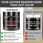 Leather Recoloring Balm with 100ml Mink Oil, Dark Gray Leather Repair Kit and Scratch Remover for Furniture, Car Seats, Sofas
