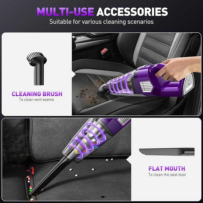 Handheld Vacuum Cordless, 15000PA Powerful Suction Car Vacuum Cleaner Lightweight with Multi Accessories, Hand held Vacuum Cl