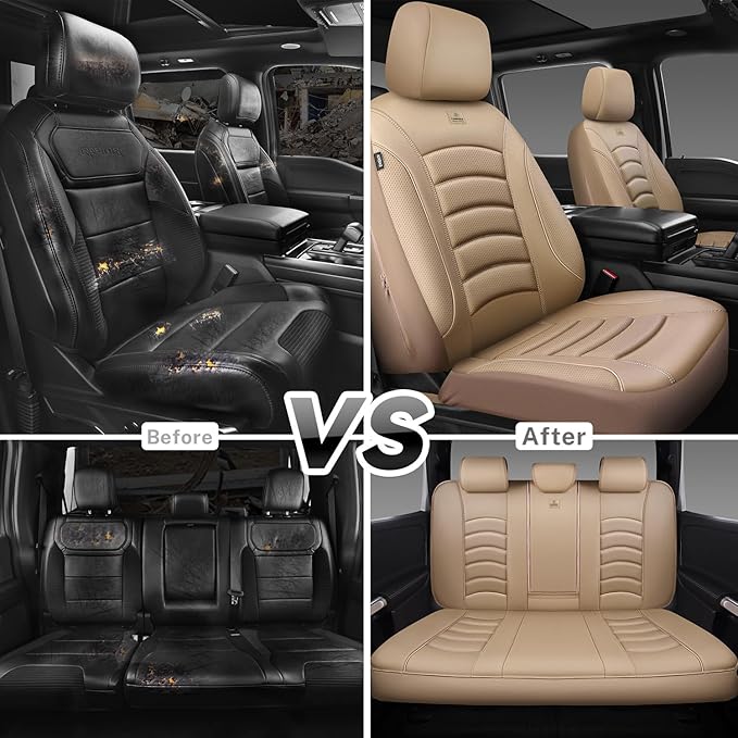 CAR PASS 3D Foam PU Leather Car Seat Covers, Universal Seat Covers Full Sets for Trucks SUV Sedan Automotive Seat Covers Armr