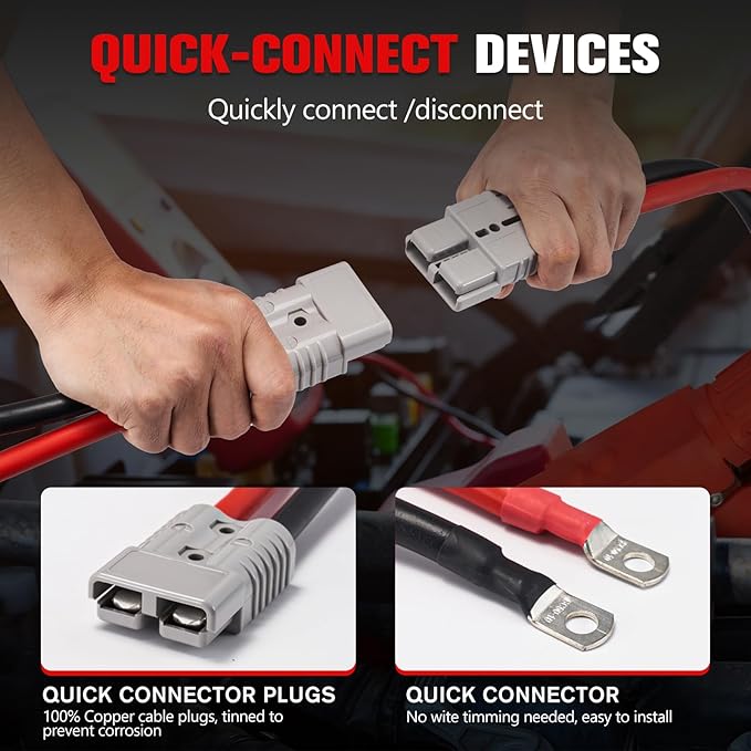 FIERYRED 1 Gauge 30 FT Quick Connect Jumper Cables, 1000A Heavy Duty Booster Cables with Travel Bag, Heavy Duty Battery Jumper Cable for Truck, Diesel Trucks, SUV and Car