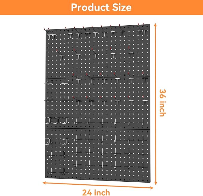 WALMANN 96 PCS Metal Pegboard with Pegboard Hooks for Wall, Garage Tools Storage Pegboard for Garage, Workbench, Peg Boards, 