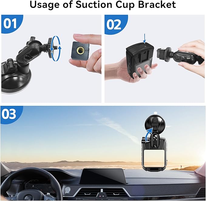 Car Suction Cup Holder for Body Camera Modal V6/F1, Dash Cam Holder for Cars 360° Adjustable, Adhere Tightly to the Windshield (V6/F1)
