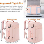 Lumesner Carry on Travel Backpacks, Extra Large 40L Flight Approved Bag for Men & Women,Expandable Suitcase Backpack With 4 P