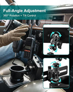 Universal Cup Holder Expander Mount for Satellite Radio CB Mic and Walkie Talkie, 3-in-1 Car Organizer Hanger, 2.6-3.5In Adju