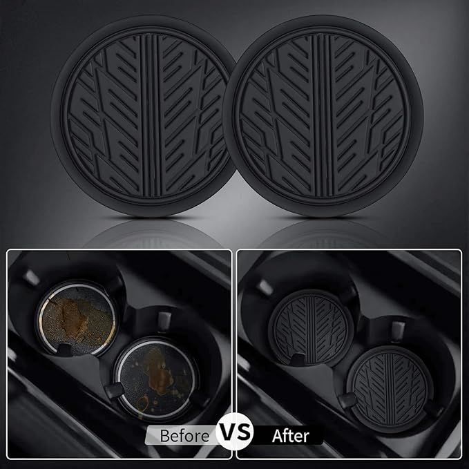 CAR PASS Leather Rubber Steering Wheel Covers Set,Heavy Duty Steering Wheel Covers&Mobile Phone Holder, Tire Tread Pattern Design,Non-Slip Wear-Resistant,Suitable for Steering Wheel 14 1/2”-15”Black