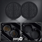 CAR PASS Leather Rubber Steering Wheel Cover Combo Set Universal Fit for Truck SUV Car Ram F150 Tundra 4Runner Tacoma Mobile Phone Holder Anti-Slip Heavy Duty Tire Tread Large-Size 15.5"-16" Black