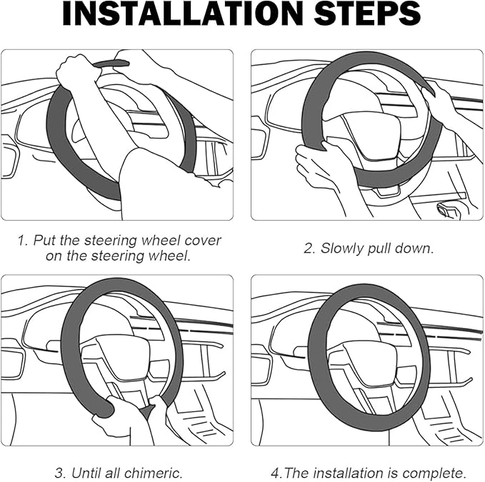 Mountains, Adventure, Outdoors, Camper, Hiking, Mountain Car Leather Steering Wheel Cover - 15-inch Universal Microfiber- Sof
