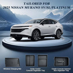 BIBIBO 4Pack for 2025 2026 Nissan Murano Center Console Organizer 2025+ Nissan Murano Console Armrest Tray+Wireless Charging Mat +Under Console Trays 2025 Murano Insert Organizer 2025 Murano