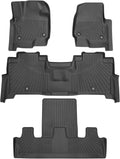 Powerty Floor Mats for 2018-2024 Ford Expedition (Fit 2nd Row Bucket Seats/7 Seats) Accessories All Weather Floor Liner 3D TPE 1st & 2nd Row Floor Mat Heavy-Duty Floor Liners