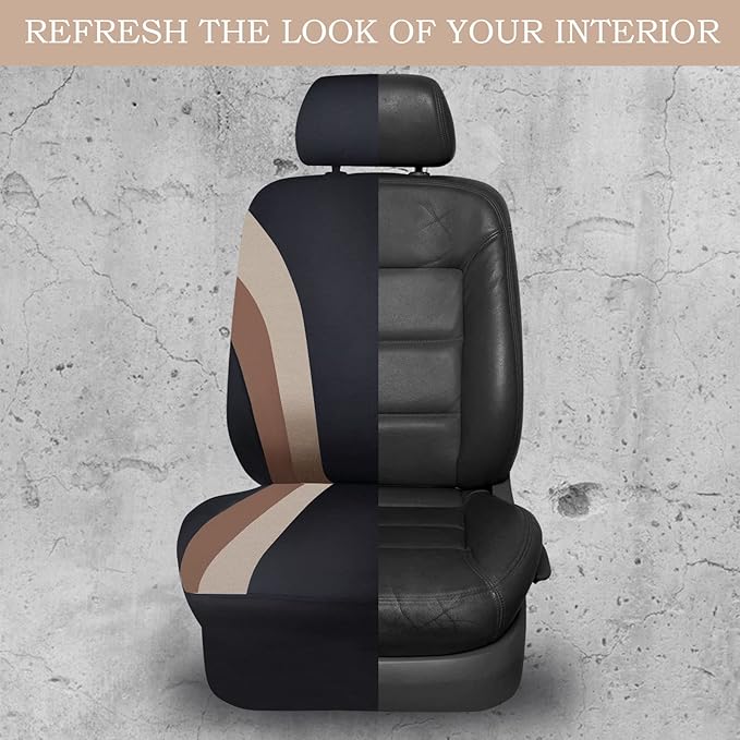 CAR PASS Line Rider Sporty Cloth 11PCS Universal Fit Car Seat Cover -100% Breathable with 5mm Composite Sponge Inside,Airbag 