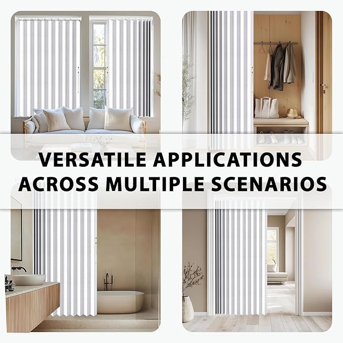 Jilron Accordion Door Curtain Set - 100% Blackout, with Curtain Rod Included, for Bedroom Privacy Protection (White-43 W x 78
