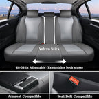 Coverado Car Seat Covers Full Set, Gray Seat Covers for Cars, Waterproof Nappa Leather Automotive Seat Covers with Lumbar Hea