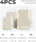 Percover Compression Packing Cubes 4-Piece Set, Packing Cubes Compression for Travel with Label Pockets, Travel Organizer for